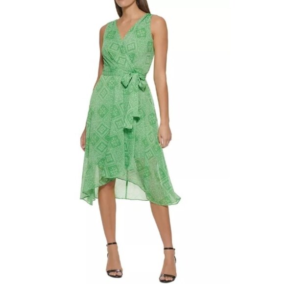 Tommy Hilfiger Green Asymmetrical Wrap Sundress - Picture 1 of 16